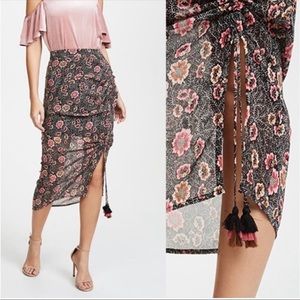 Rebecca Minkoff Romy Midi Floral Garden Print Chiffon Ruched Skirt